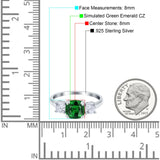 Cushion Three Stone Engagement Ring Simulated Cubic Zirconia 925 Sterling Silver
