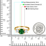 Cushion Three Stone Engagement Ring Simulated Cubic Zirconia 925 Sterling Silver