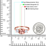 Cushion Three Stone Engagement Ring Simulated Cubic Zirconia 925 Sterling Silver