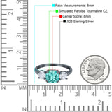 Cushion Three Stone Engagement Ring Simulated Cubic Zirconia 925 Sterling Silver