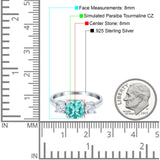 Cushion Three Stone Engagement Ring Simulated Cubic Zirconia 925 Sterling Silver