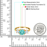 Cushion Three Stone Engagement Ring Simulated Cubic Zirconia 925 Sterling Silver