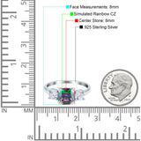 Cushion Three Stone Engagement Ring Simulated Cubic Zirconia 925 Sterling Silver