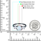 Cushion Three Stone Engagement Ring Simulated Cubic Zirconia 925 Sterling Silver