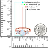 Cushion Three Stone Engagement Ring Simulated Cubic Zirconia 925 Sterling Silver
