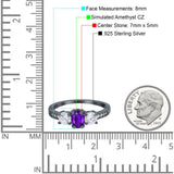 Three Stone Oval Engagement Ring Simulated Cubic Zirconia 925 Sterling Silver