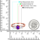 Three Stone Oval Engagement Ring Simulated Cubic Zirconia 925 Sterling Silver