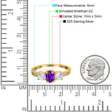 Three Stone Oval Engagement Ring Simulated Cubic Zirconia 925 Sterling Silver