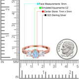 Three Stone Oval Engagement Ring Simulated Cubic Zirconia 925 Sterling Silver