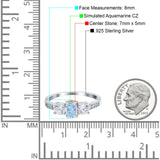 Three Stone Oval Engagement Ring Simulated Cubic Zirconia 925 Sterling Silver