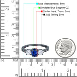 Three Stone Oval Engagement Ring Simulated Cubic Zirconia 925 Sterling Silver