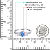 Three Stone Oval Engagement Ring Simulated Cubic Zirconia 925 Sterling Silver