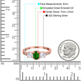Three Stone Oval Engagement Ring Simulated Cubic Zirconia 925 Sterling Silver