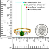 Three Stone Oval Engagement Ring Simulated Cubic Zirconia 925 Sterling Silver