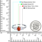 Three Stone Oval Engagement Ring Simulated Cubic Zirconia 925 Sterling Silver