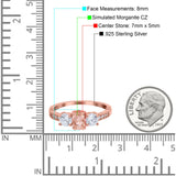 Three Stone Oval Engagement Ring Simulated Cubic Zirconia 925 Sterling Silver
