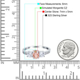 Three Stone Oval Engagement Ring Simulated Cubic Zirconia 925 Sterling Silver