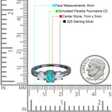 Three Stone Oval Engagement Ring Simulated Cubic Zirconia 925 Sterling Silver