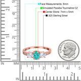 Three Stone Oval Engagement Ring Simulated Cubic Zirconia 925 Sterling Silver