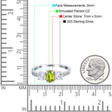 Three Stone Oval Engagement Ring Simulated Cubic Zirconia 925 Sterling Silver