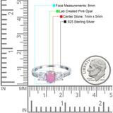 Three Stone Oval Engagement Ring Simulated Cubic Zirconia 925 Sterling Silver
