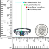 Three Stone Oval Engagement Ring Simulated Cubic Zirconia 925 Sterling Silver