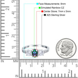Three Stone Oval Engagement Ring Simulated Cubic Zirconia 925 Sterling Silver