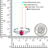 Three Stone Oval Engagement Ring Simulated Cubic Zirconia 925 Sterling Silver