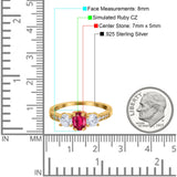 Three Stone Oval Engagement Ring Simulated Cubic Zirconia 925 Sterling Silver