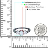 Three Stone Oval Engagement Ring Simulated Cubic Zirconia 925 Sterling Silver