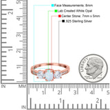 Three Stone Oval Engagement Ring Simulated Cubic Zirconia 925 Sterling Silver