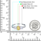 Three Stone Oval Engagement Ring Simulated Cubic Zirconia 925 Sterling Silver