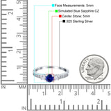 Three Stone Engagement Ring Round Simulated Cubic Zirconia 925 Sterling Silver