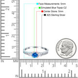 Three Stone Engagement Ring Round Simulated Cubic Zirconia 925 Sterling Silver