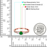 Three Stone Engagement Ring Round Simulated Cubic Zirconia 925 Sterling Silver