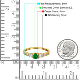 Three Stone Engagement Ring Round Simulated Cubic Zirconia 925 Sterling Silver