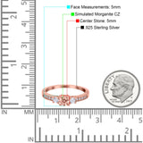 Three Stone Engagement Ring Round Simulated Cubic Zirconia 925 Sterling Silver
