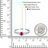 Three Stone Engagement Ring Round Simulated Cubic Zirconia 925 Sterling Silver