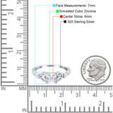 Cushion Celtic Art Deco Engagement Ring Simulated Cubic Zirconia 925 Sterling Silver