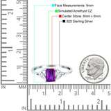 Engagement Ring Emerald Cut Simulated Cubic Zirconia Solid 925 Sterling Silver