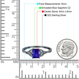 Engagement Ring Emerald Cut Simulated Cubic Zirconia Solid 925 Sterling Silver