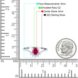 Art Deco V Chevron Engagement Ring Round Simulated Cubic Zirconia 925 Sterling Silver