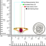 Art Deco V Chevron Engagement Ring Round Simulated Cubic Zirconia 925 Sterling Silver
