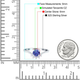 Art Deco V Chevron Engagement Ring Round Simulated Cubic Zirconia 925 Sterling Silver