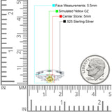 Art Deco Vintage Engagement Ring Round Simulated Cubic Zirconia 925 Sterling Silver