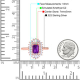 Emerald Cut Vintage Wedding Ring Simulated Cubic Zirconia 925 Sterling Silver