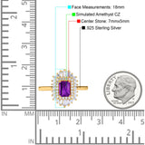 Emerald Cut Vintage Wedding Ring Simulated Cubic Zirconia 925 Sterling Silver