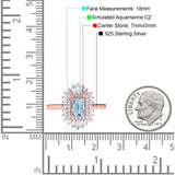 Emerald Cut Vintage Wedding Ring Simulated Cubic Zirconia 925 Sterling Silver