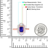 Emerald Cut Vintage Wedding Ring Simulated Cubic Zirconia 925 Sterling Silver