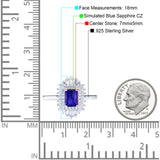 Emerald Cut Vintage Wedding Ring Simulated Cubic Zirconia 925 Sterling Silver